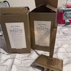 Restoration Hardware Top O’ Mantle Wreath Stocking Holder Antique Set Of 2